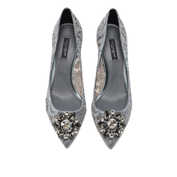 Dolce & Gabbana Bellucci 60 Pumps in Taormina Lace Crystals Grey 34 - Picture 2 of 14